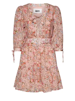 Dress with Floral Pattern and Waist Detail