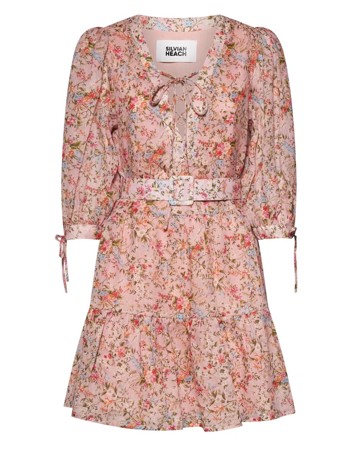 Dress with Floral Pattern and Waist Detail