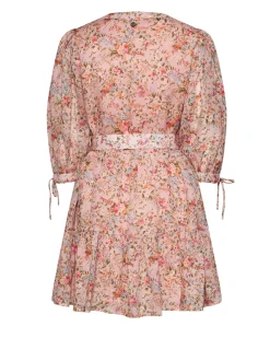 Dress with Floral Pattern and Waist Detail