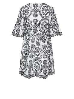 Dress with Graphic Pattern and Sophisticated Details