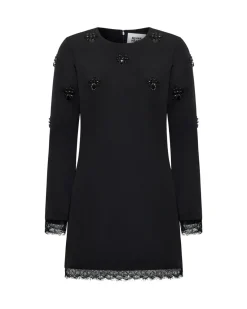 Dress with jewel details and lace