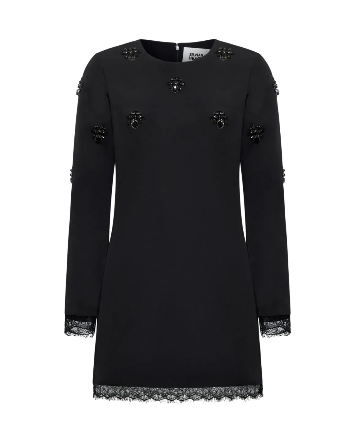 Dress with jewel details and lace