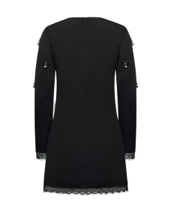 Dress with jewel details and lace