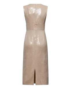 Dress with sequins and V -neck
