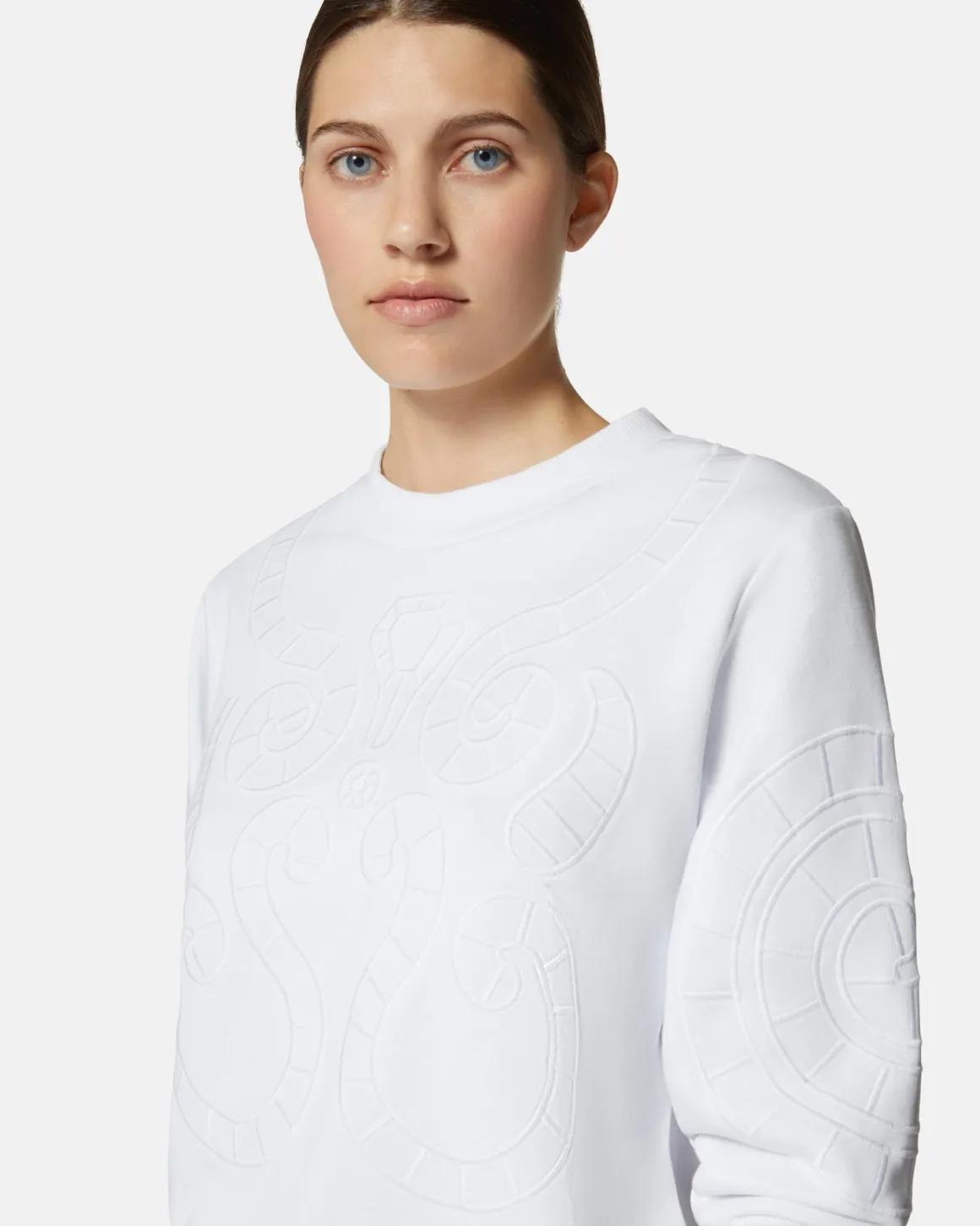 Embroidered sweatshirt with tone on tone details