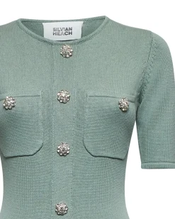 Fitted dress with decorative buttons
