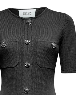 Fitted dress with decorative buttons
