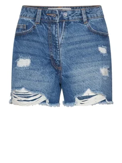 Five-pocket shorts with distressed details