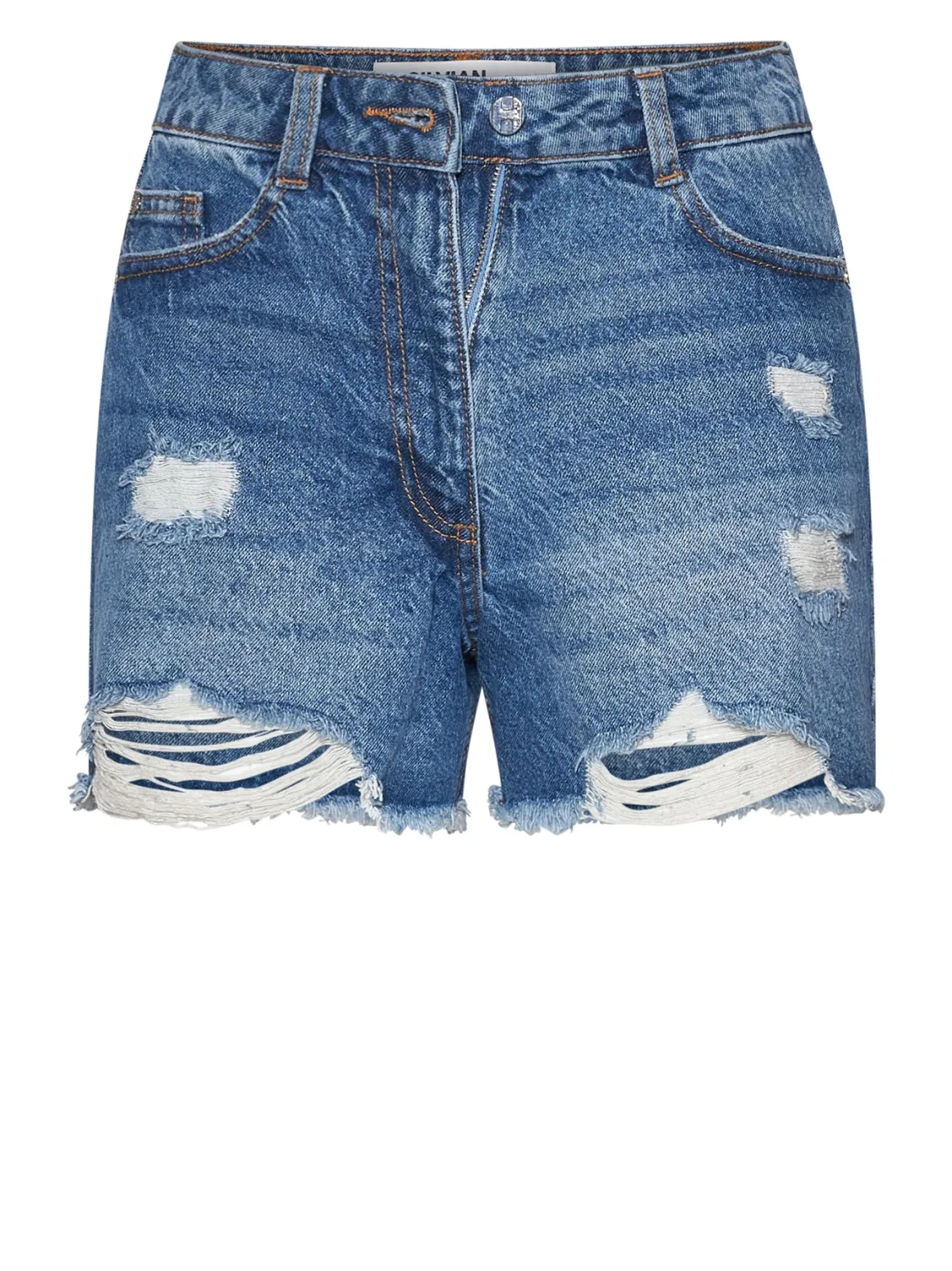 Five-pocket shorts with distressed details