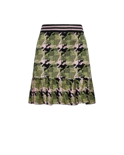 Flared skirt with contrasting pattern
