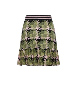 Flared skirt with contrasting pattern