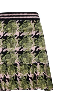 Flared skirt with contrasting pattern