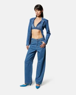 High -waisted straight leg jeans