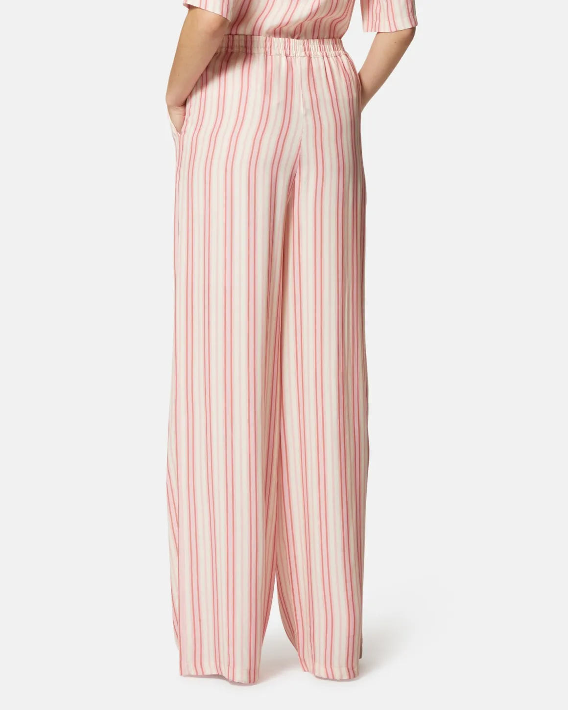 High -waisted trousers with striped print