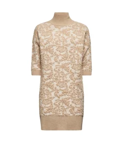 High-neck dress with short sleeves