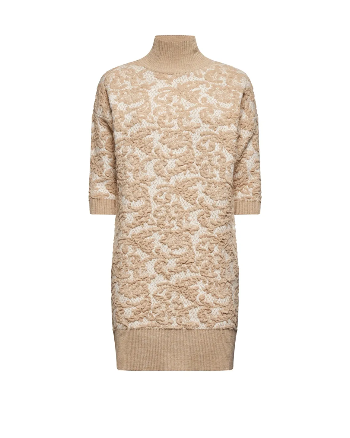 High-neck dress with short sleeves