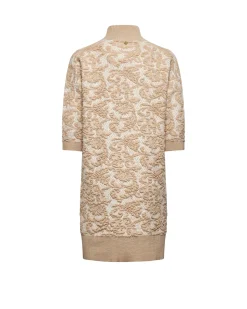 High-neck dress with short sleeves