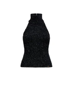 High-neck lurex top