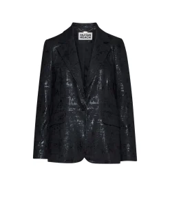 Jacket with Classic Lapels and Decorated Surface