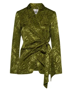 Jacket with Decorative Pattern and Knotted Belt