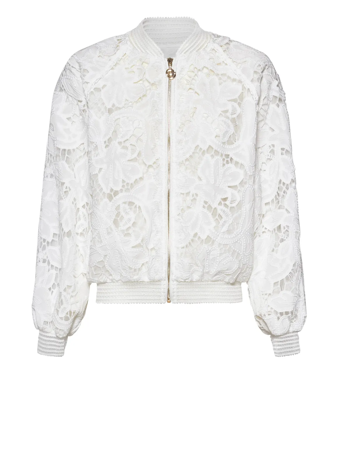 Jacket with Zip Closure and Decorative Pattern