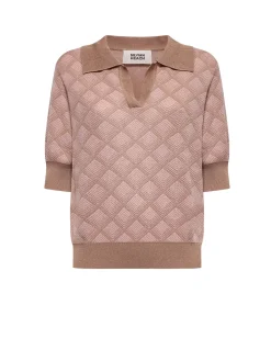 Knitted sweater with polo neckline