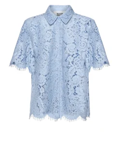 Lace shirt with floral details