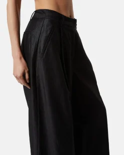 Large high -waisted trousers in linen