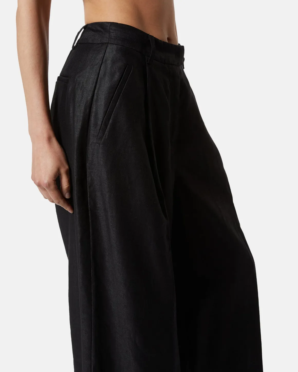 Large high -waisted trousers in linen