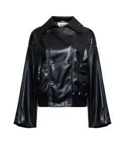 Leather jacket with classic collar