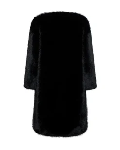 Long black faux fur coat