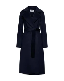 Long coat with tone-on-tone belt