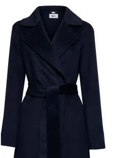 Long coat with tone-on-tone belt