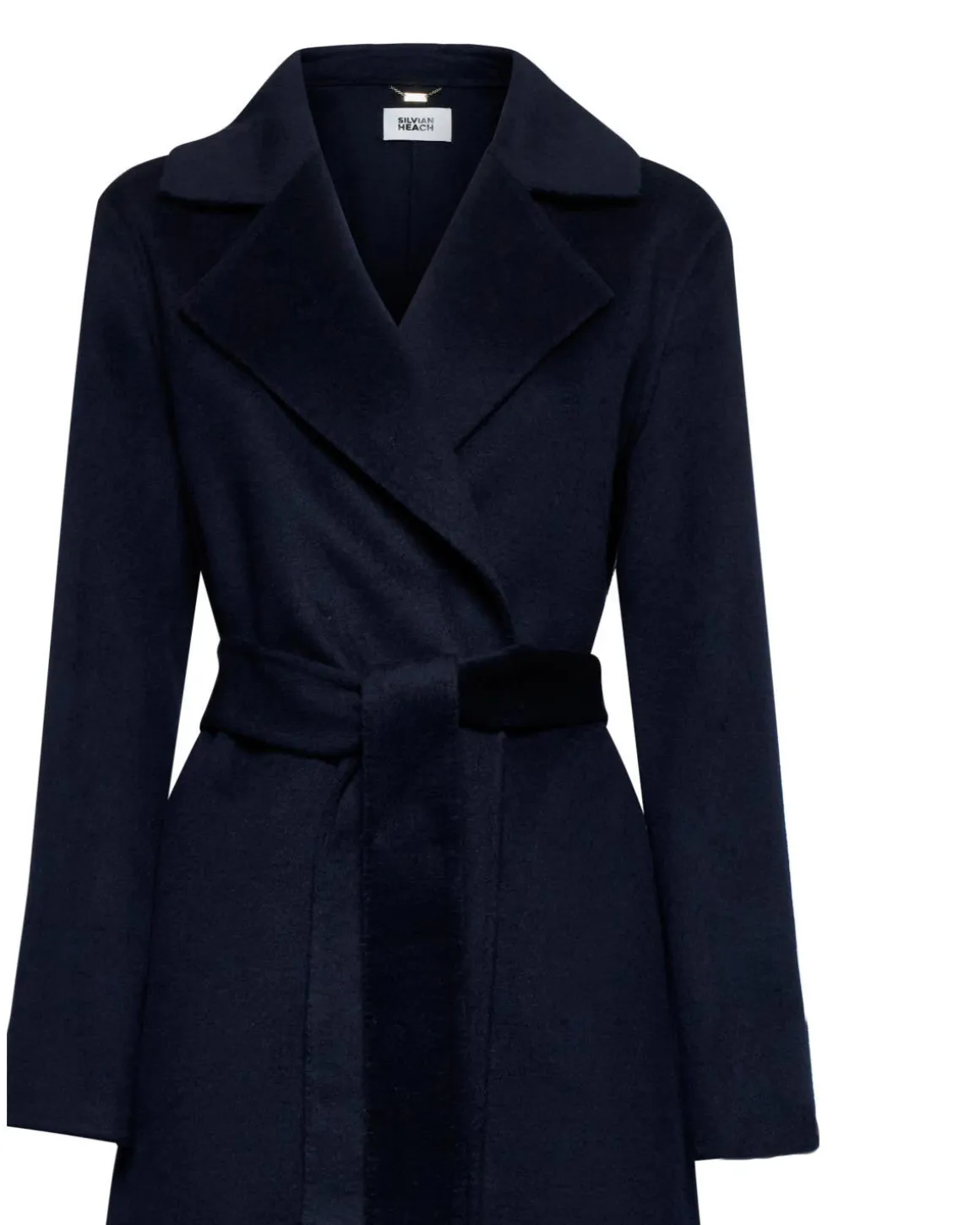Long coat with tone-on-tone belt