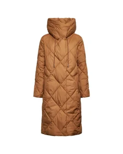 Long down jacket with diamond quilting