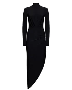 Long dress with asymmetrical drape