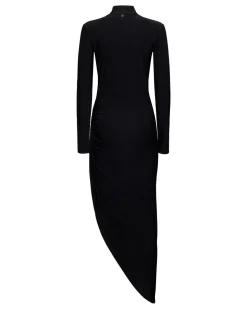 Long dress with asymmetrical drape