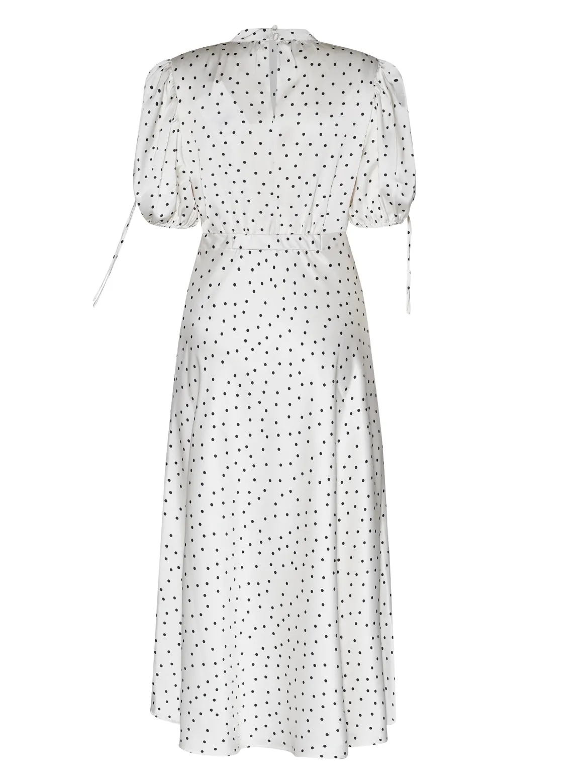 Long dress with graphic pattern and voluminous sleeves