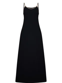 Long dress with jewel straps and essential lines