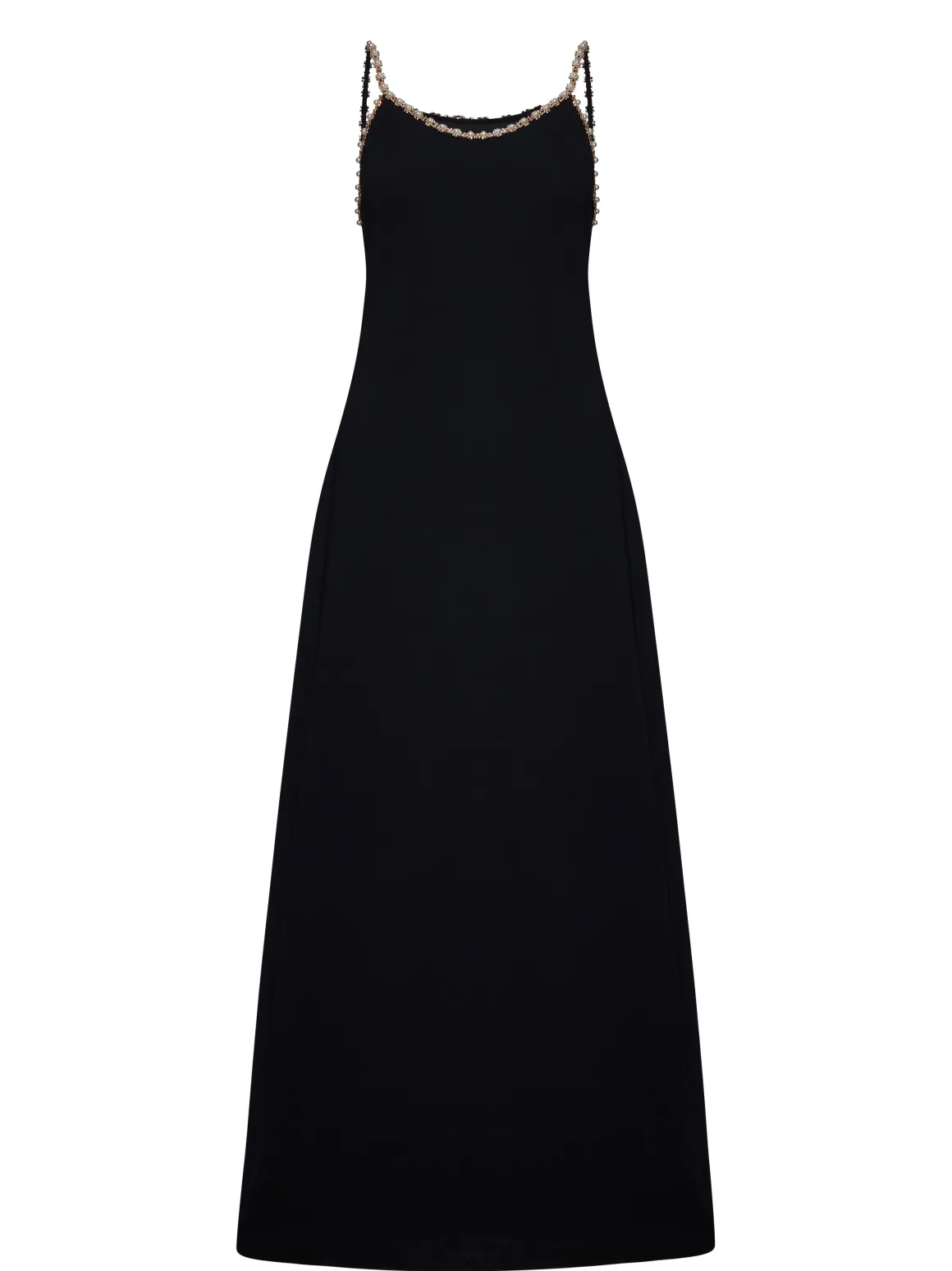 Long dress with jewel straps and essential lines