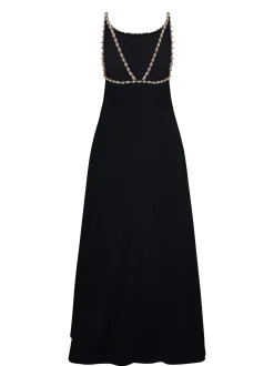 Long dress with jewel straps and essential lines