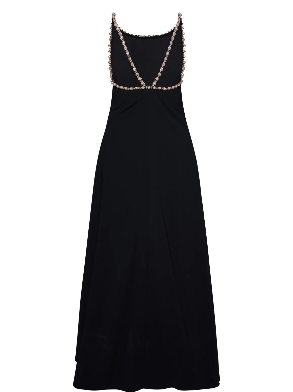 Long dress with jewel straps and essential lines