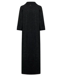 Long dress with micro-lurex and V-neck