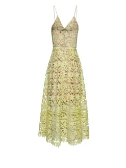 Long dress with openwork floral motif and refined design