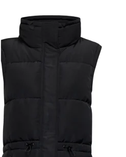 Long padded vest with belt