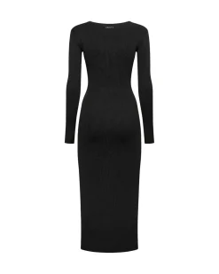Long ribbed dress with long sleeves