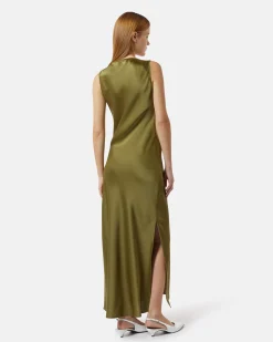 Long satin dress with side slit