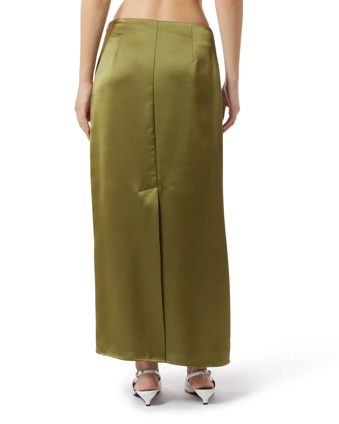 Long satin skirt with detail