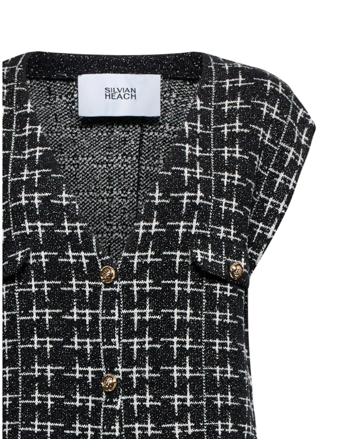 Long vest with tweed-effect workmanship