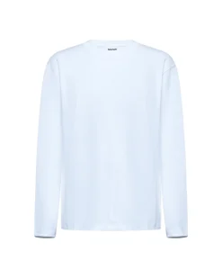 Long-sleeved shirt with straight neck